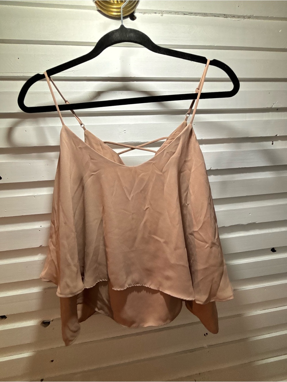 Women's Blush Pink Spaghetti Strap Cami with Crisscross Back